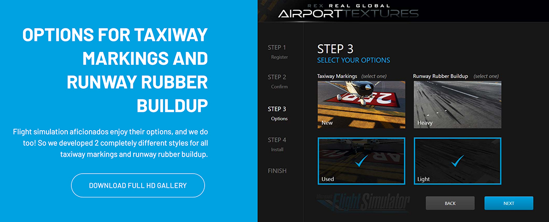 Options for Runway and taxiway graphics