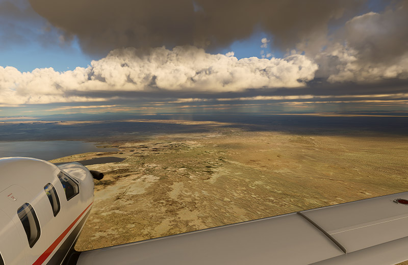 Aircraft flying through beautiful clouds